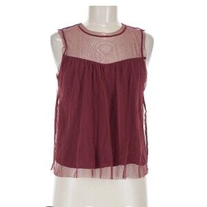 Hollister Burgundy Red Too Mesh Overlay Babydoll Top Medium